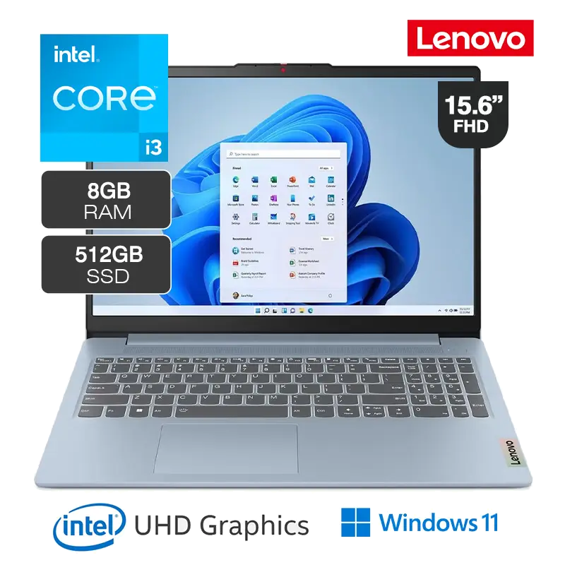 Lenovo IdeaPad Slim3 15IAN8 / INTEL Ci3-N305 / 8GB-LPDDR5-4800 / 512GB-SSD / Shared / 15.6-inch FHD / DOS / Arctic-Gray / BAG | EN-AR | SA