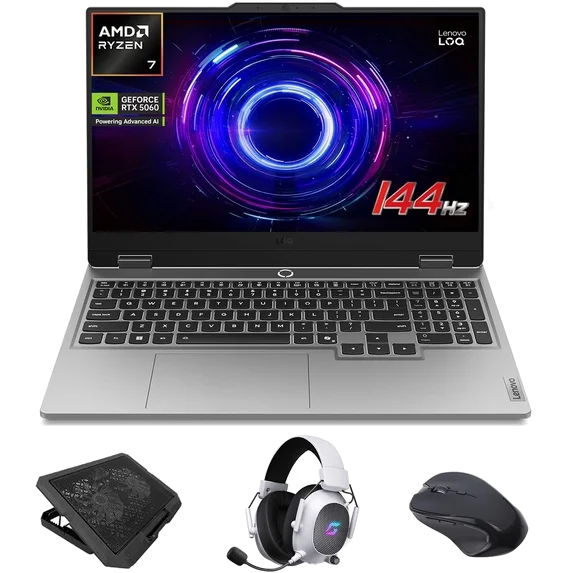 Lenovo LOQ 15AHP10 Gaming / AMD Ryzen™ 7-250 / *16GB-DDR5* / 512GB-SSD / 8GB-RTX5060 115w / 15.6-inch IPS FHD 144Hz 100%sRGB / WIN 11 / Luna Grey / Backlit-KB EN | US