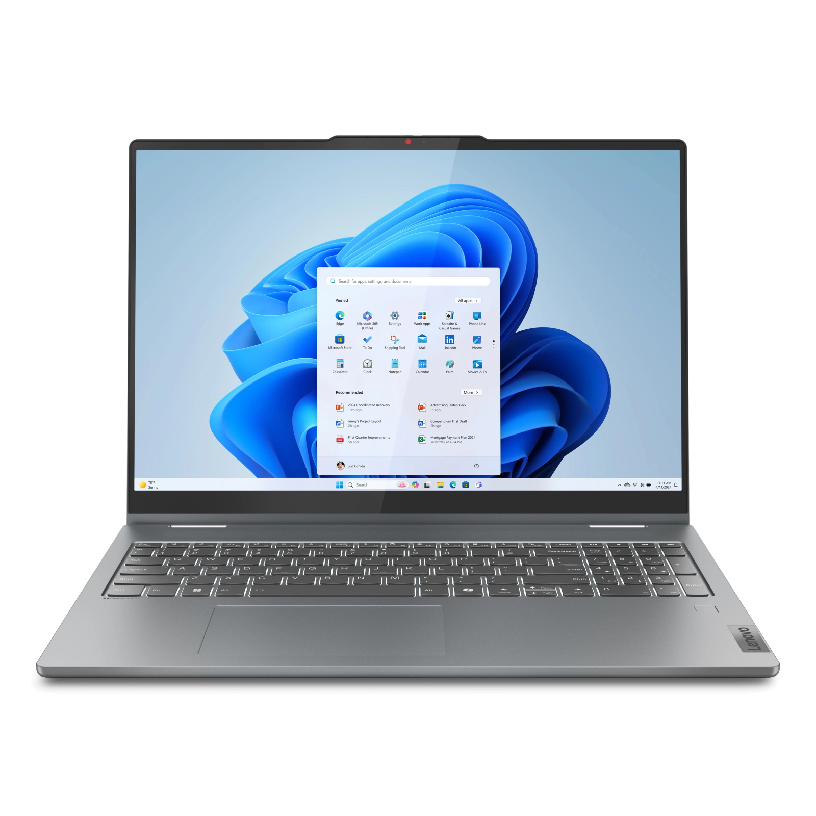 Lenovo IdeaPad-5 2in1 (x360) 16AHP9 / AMD Ryzen7-8845HS / 16GB- LPDDR5X-6400/ 1TB-SSD / AMD Radeon 780M Graphics / 16-inch WUXGA IPS Touch / Win11 H / Luna Grey / FPR | Backlit-KB