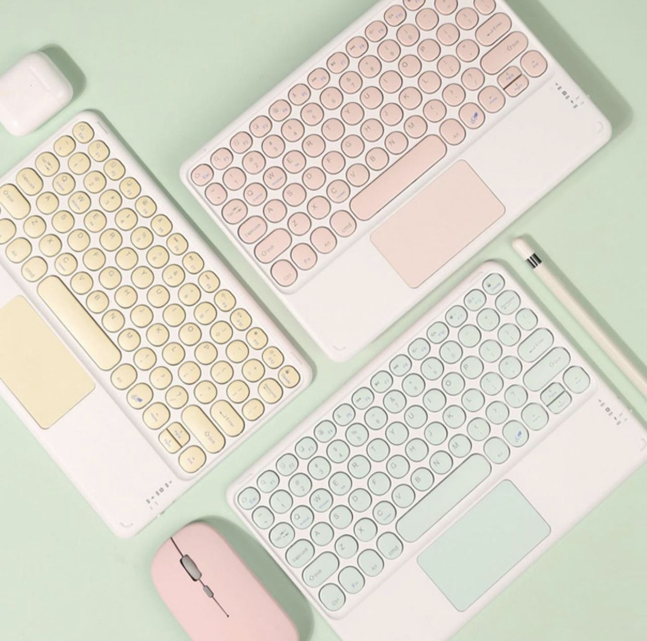 Wireless Bluetooth Keyboard and Mouse Rechargeable Pastel Kit